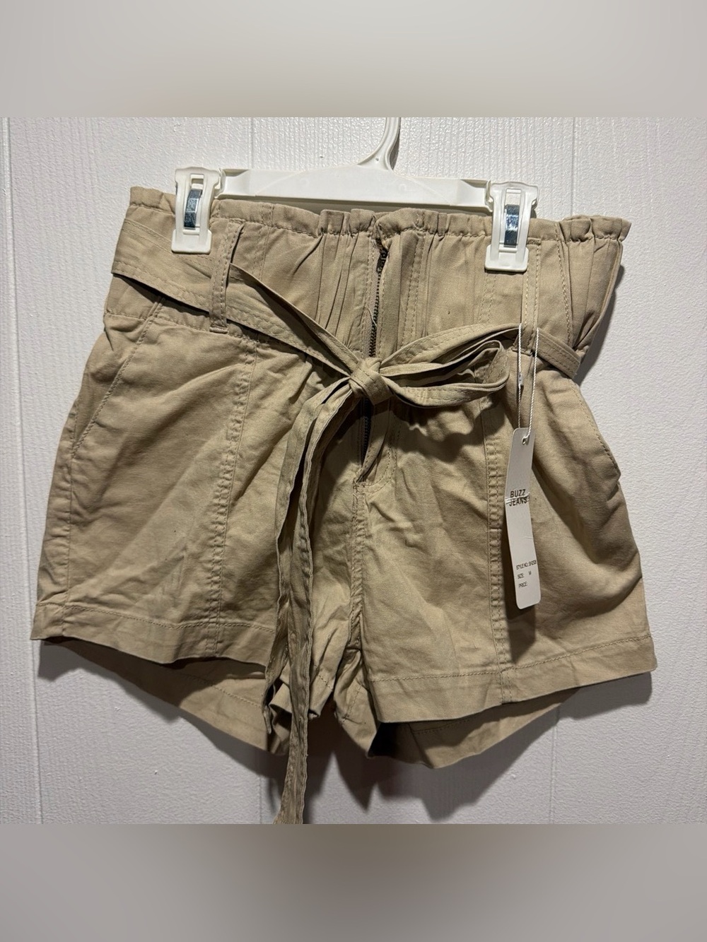 High-Rise Tie-Waist Women’s Shorts - Khaki